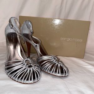 Sergio Rossi Silver Strappy Heels